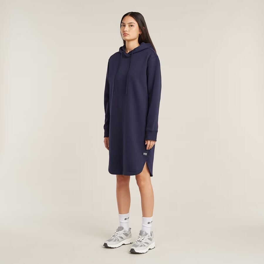 G-Star RAW Logo Sweaterjurk Met Capuchon Donkerblauw Dames