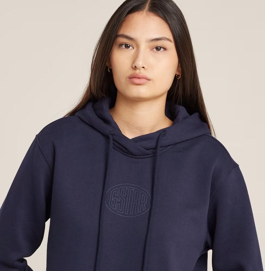 G-Star RAW Logo Sweaterjurk Met Capuchon Donkerblauw Dames - Foto 3