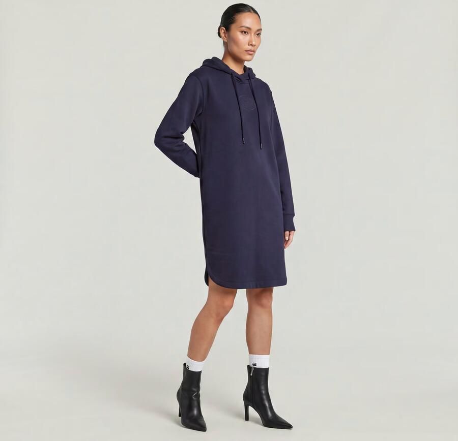 G-Star RAW Logo Sweaterjurk Met Capuchon Donkerblauw Dames - Foto 4