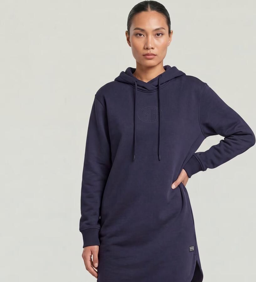 G-Star RAW Logo Sweaterjurk Met Capuchon Donkerblauw Dames - Foto 6