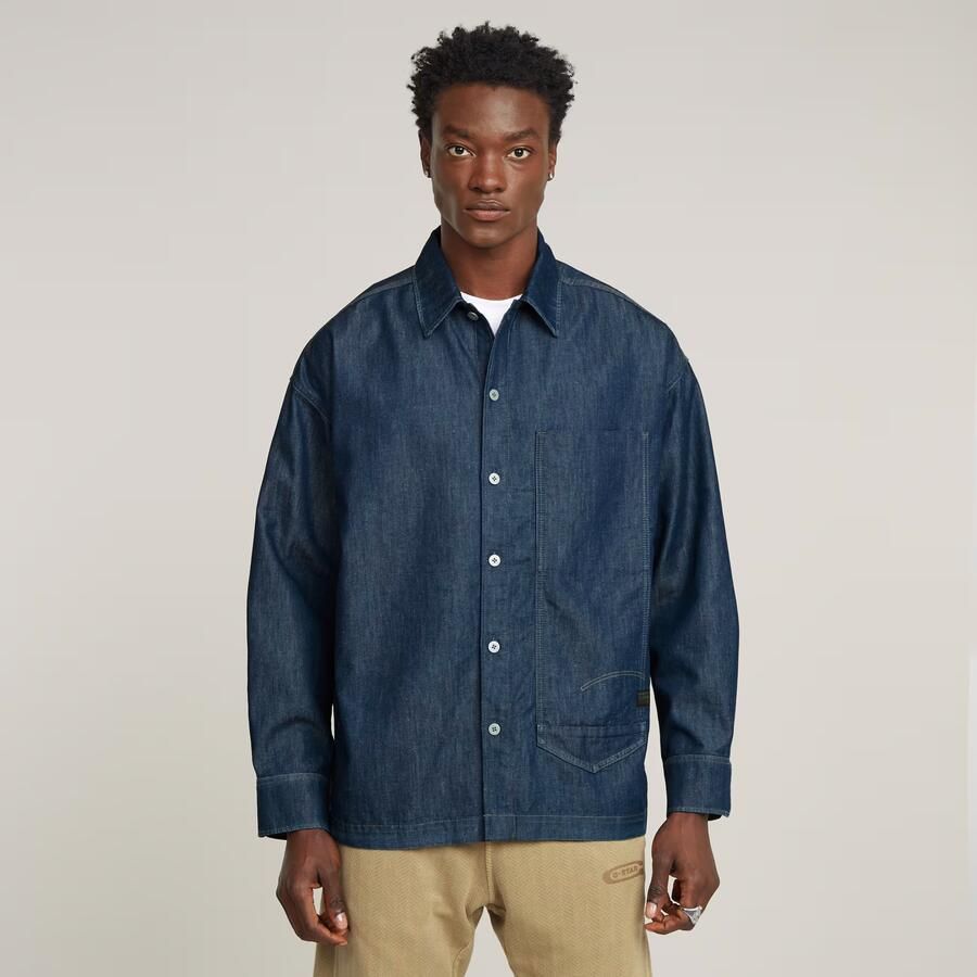 G-Star RAW Long Pocket Boxy Fit Shirt Donkerblauw Heren - Foto 6
