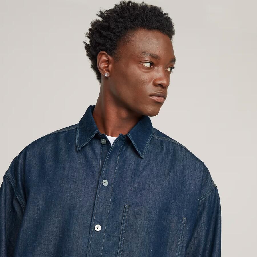 G-Star RAW Long Pocket Boxy Fit Shirt Donkerblauw Heren - Foto 2