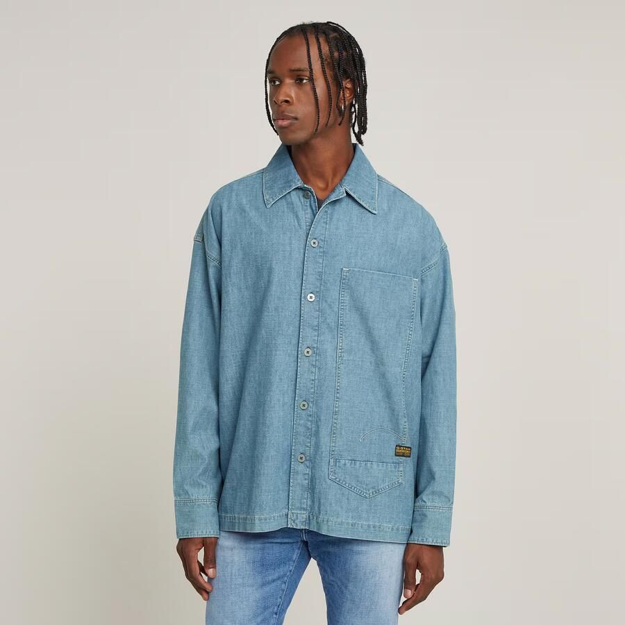 G-Star RAW Long Pocket Boxy Fit Shirt Lichtblauw Heren - Foto 7