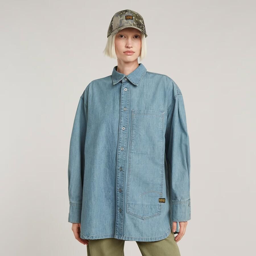 G-Star RAW Long Pocket Maxi Blouse Lichtblauw Dames