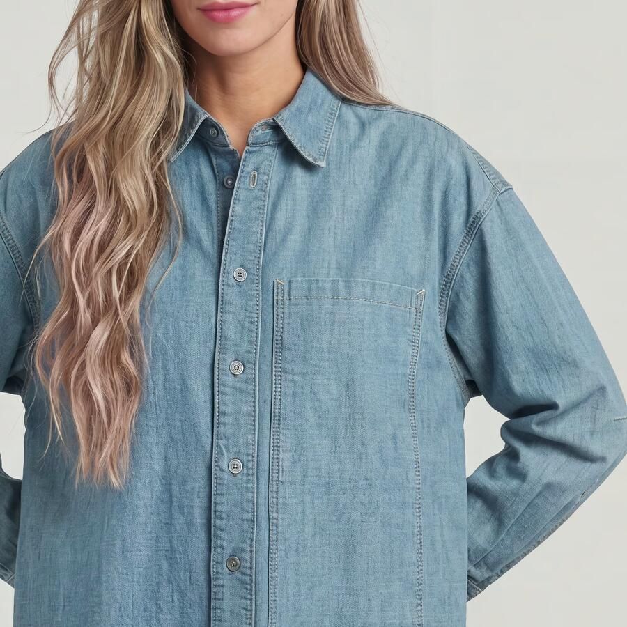 G-Star RAW Long Pocket Maxi Blouse Lichtblauw Dames - Foto 2