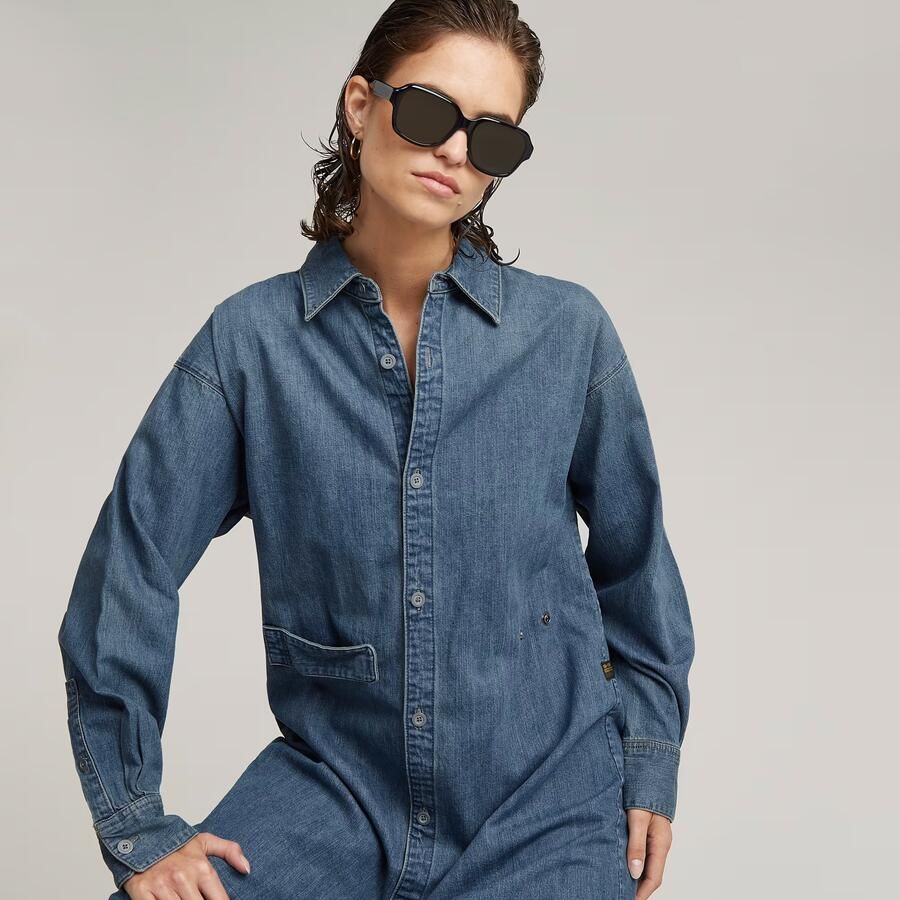 G-Star RAW Long Tab Blousejurk Midden blauw Dames - Foto 4