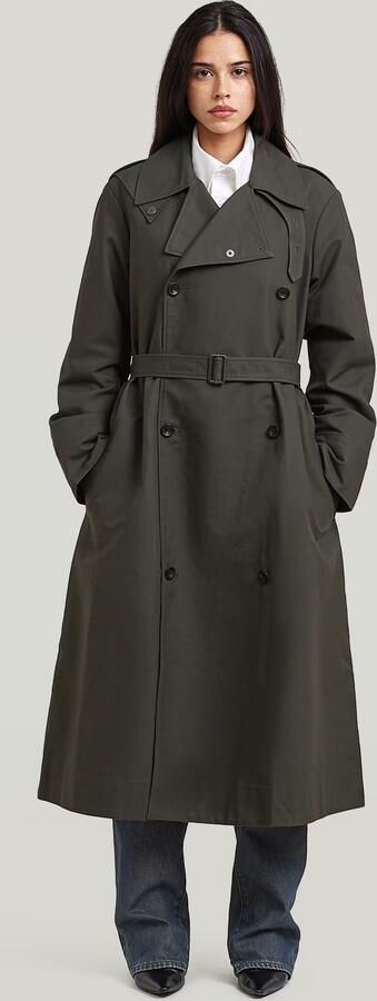 G-Star RAW Long Trenchcoat Grijs Dames