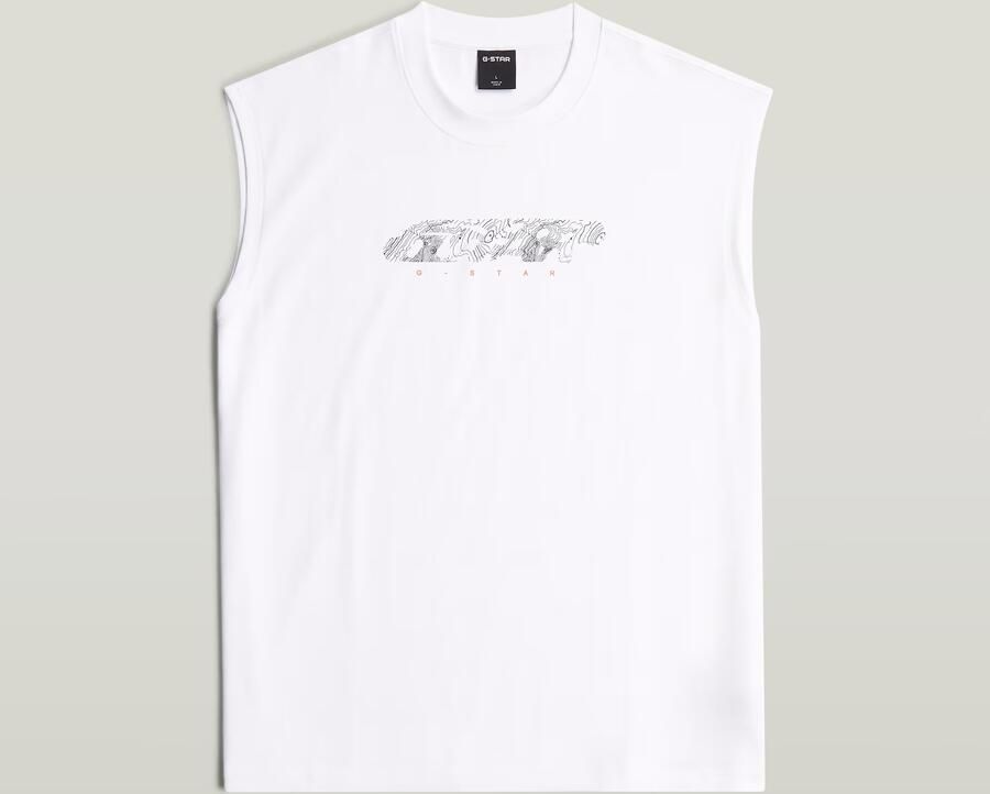 G-Star RAW Loose Graphic Sleeveless T-Shirt Wit Heren