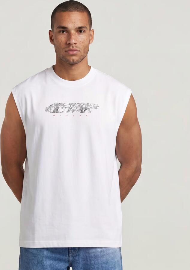 G-Star RAW Loose Graphic Sleeveless T-Shirt Wit Heren - Foto 3