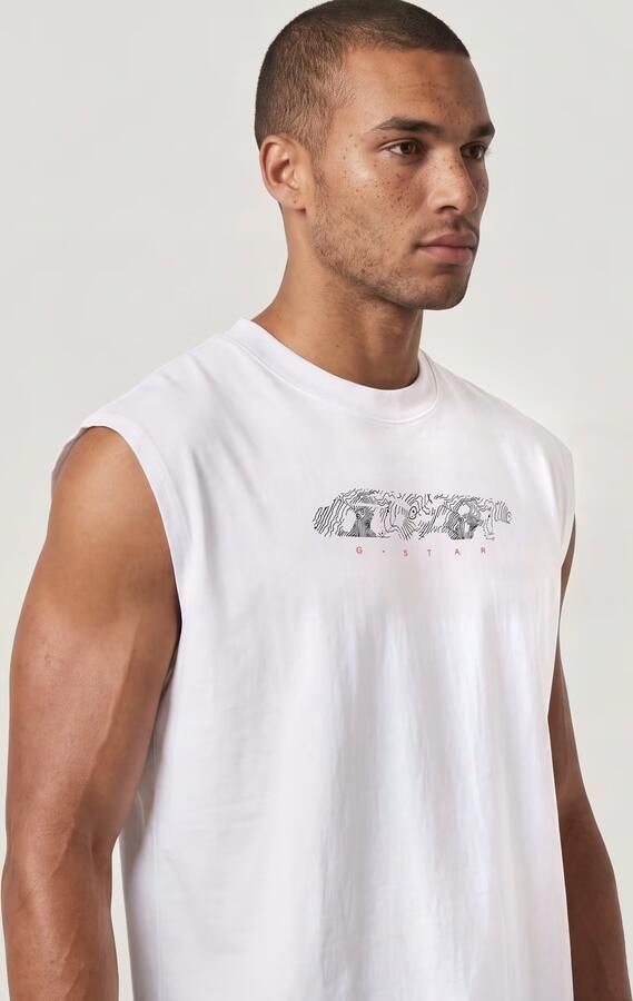 G-Star RAW Loose Graphic Sleeveless T-Shirt Wit Heren - Foto 4
