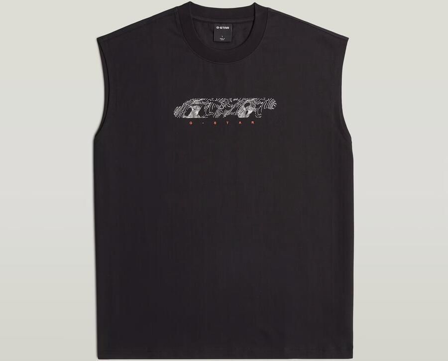 G-Star RAW Loose Graphic Sleeveless T-Shirt Zwart Heren
