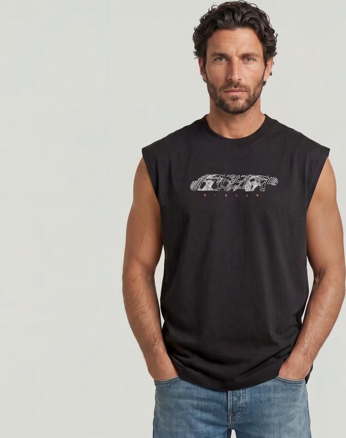G-Star RAW Loose Graphic Sleeveless T-Shirt Zwart Heren - Foto 4