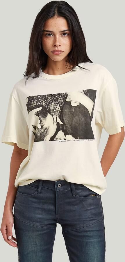G-Star RAW Loose Photo T-Shirt Wit Dames