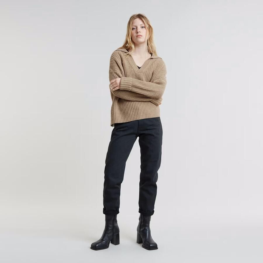 G-Star RAW Loose Polo Heavy Knitted Beige Dames - Foto 2