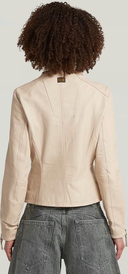 G-Star RAW Lynn Leather Biker Jack Beige Dames - Foto 6