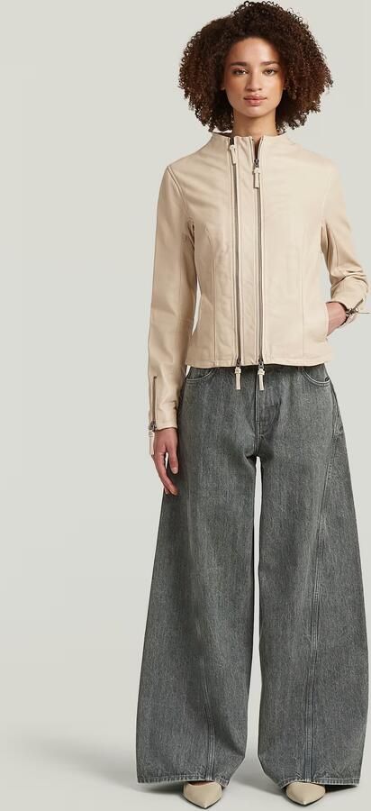 G-Star RAW Lynn Leather Biker Jack Beige Dames - Foto 7