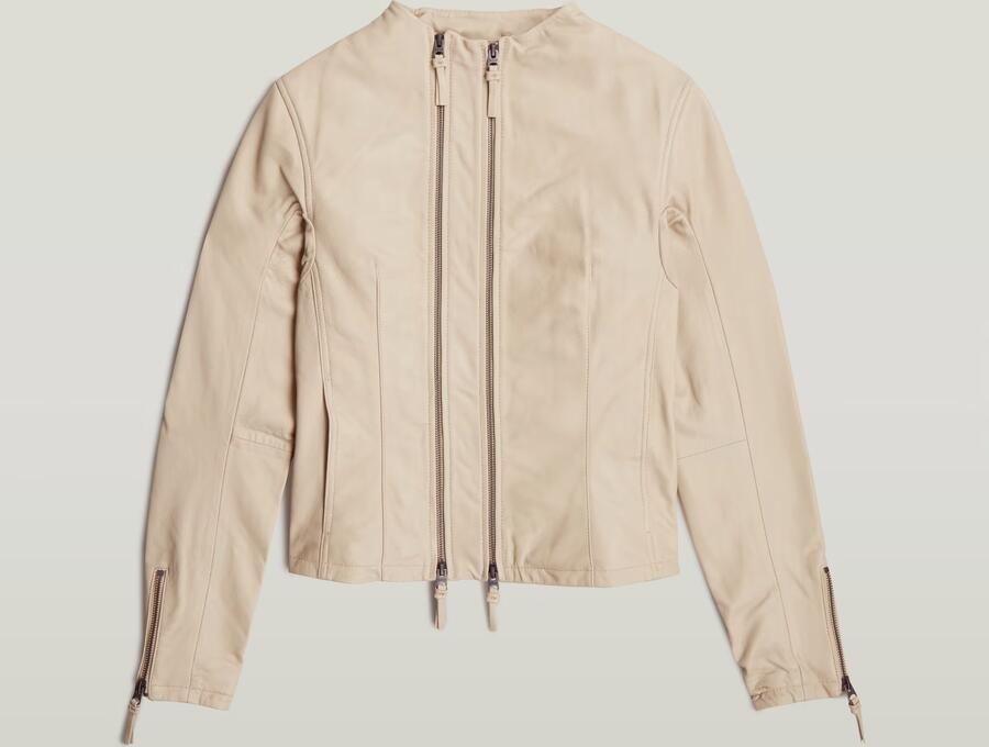 G-Star RAW Lynn Leather Biker Jack Beige Dames - Foto 3