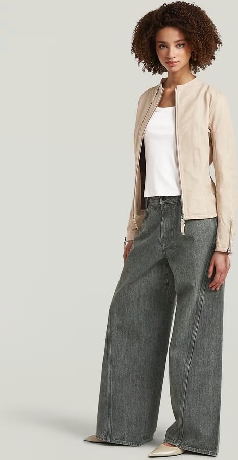 G-Star RAW Lynn Leather Biker Jack Beige Dames - Foto 5