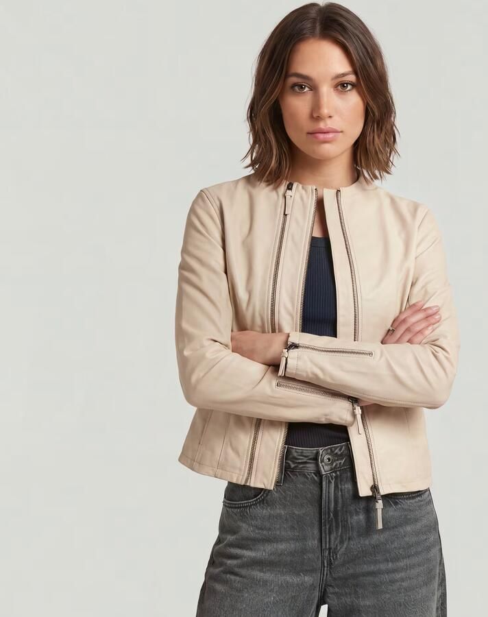 G-Star RAW Lynn Leather Biker Jack Beige Dames - Foto 5