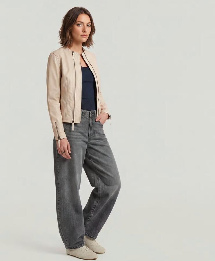 G-Star RAW Lynn Leather Biker Jack Beige Dames - Foto 4