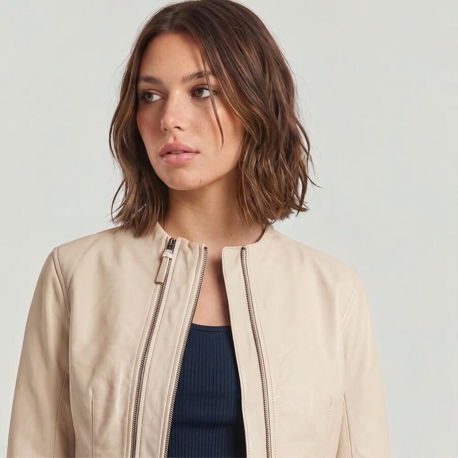 G-Star RAW Lynn Leather Biker Jack Beige Dames - Foto 3