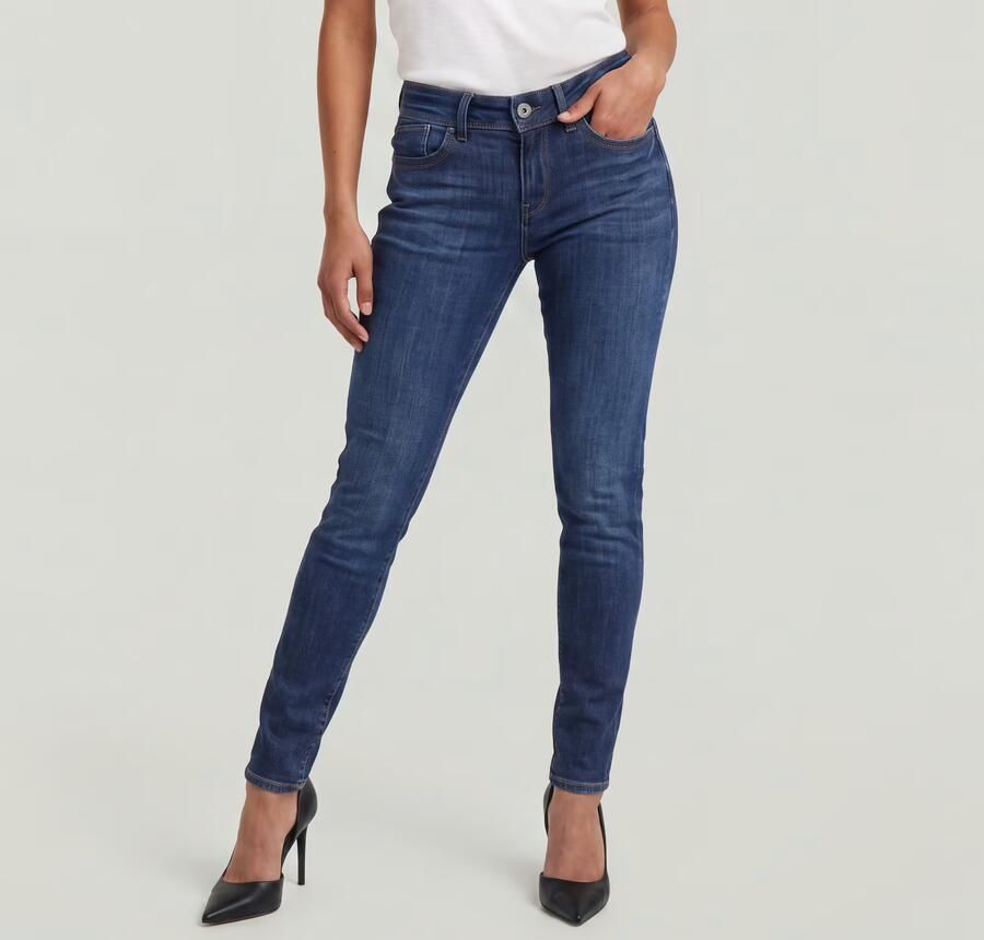 G-Star RAW Lynn Mid Skinny Jeans Donkerblauw Dames - Foto 4