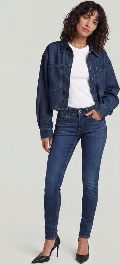 G-Star RAW Lynn Mid Skinny Jeans Donkerblauw Dames - Foto 6
