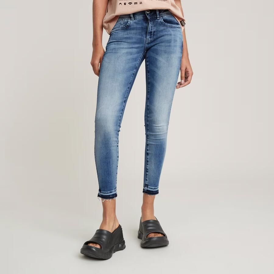 G-Star RAW Lynn Mid Skinny Ripped Edge Ankle Jeans Lichtblauw Dames