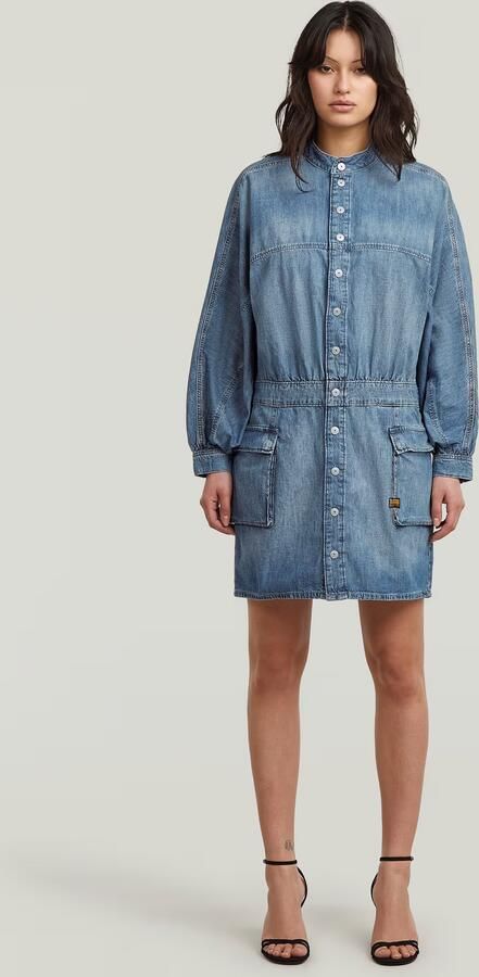 G-Star RAW Macro Balloon Jurk Midden blauw Dames - Foto 7