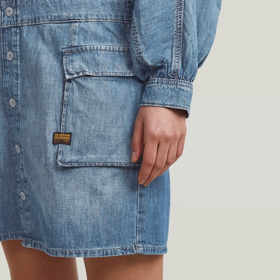 G-Star RAW Macro Balloon Jurk Midden blauw Dames