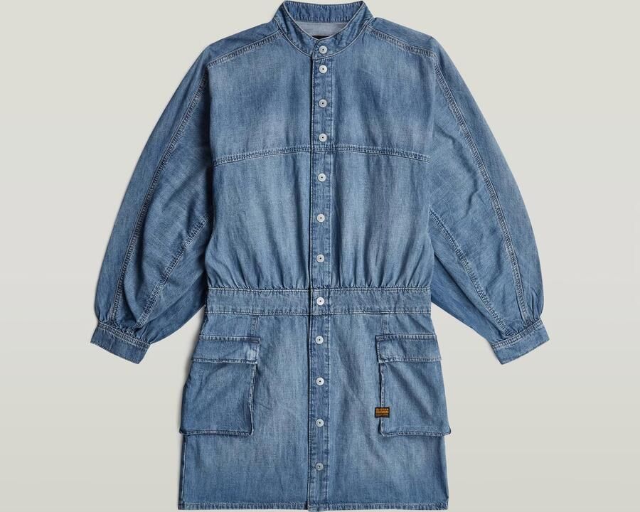 G-Star RAW Macro Balloon Jurk Midden blauw Dames - Foto 3