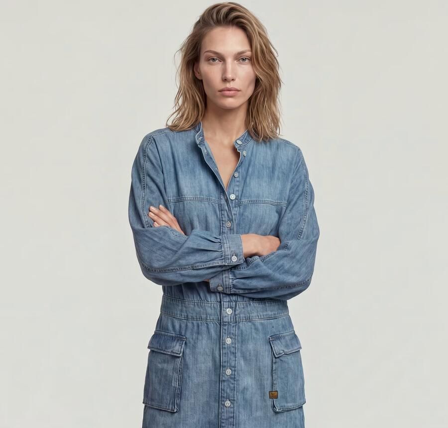 G-Star RAW Macro Balloon Jurk Midden blauw Dames - Foto 3