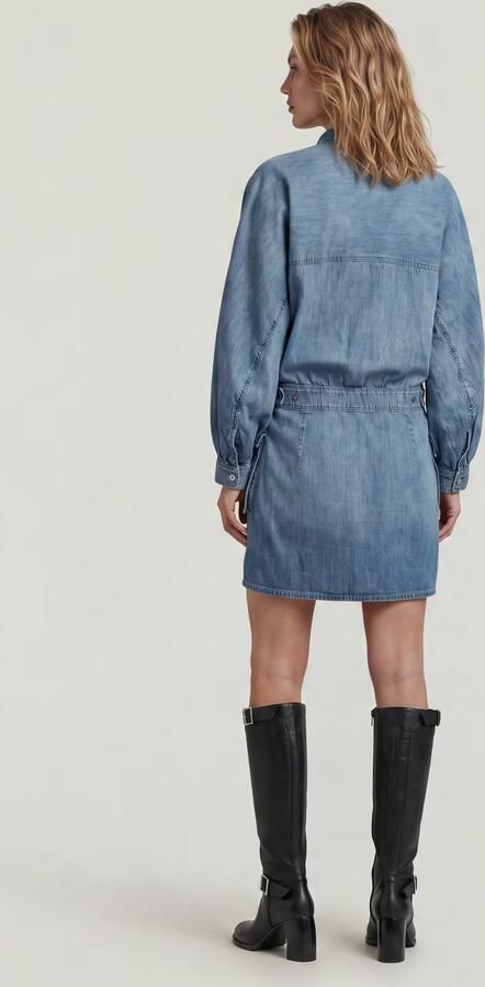 G-Star RAW Macro Balloon Jurk Midden blauw Dames - Foto 6