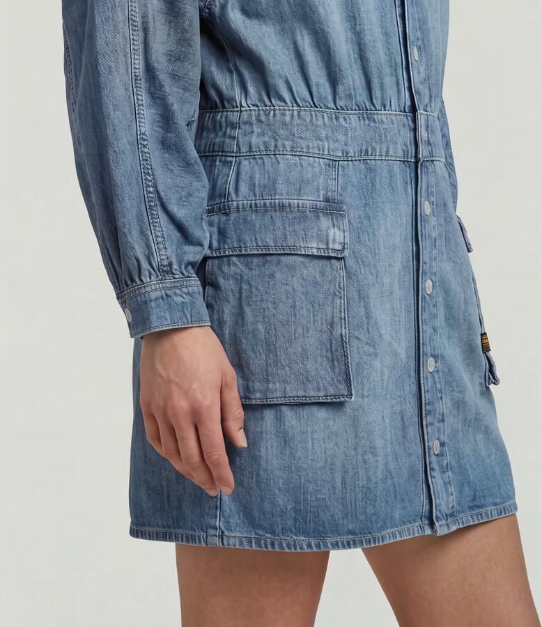 G-Star RAW Macro Balloon Jurk Midden blauw Dames - Foto 4