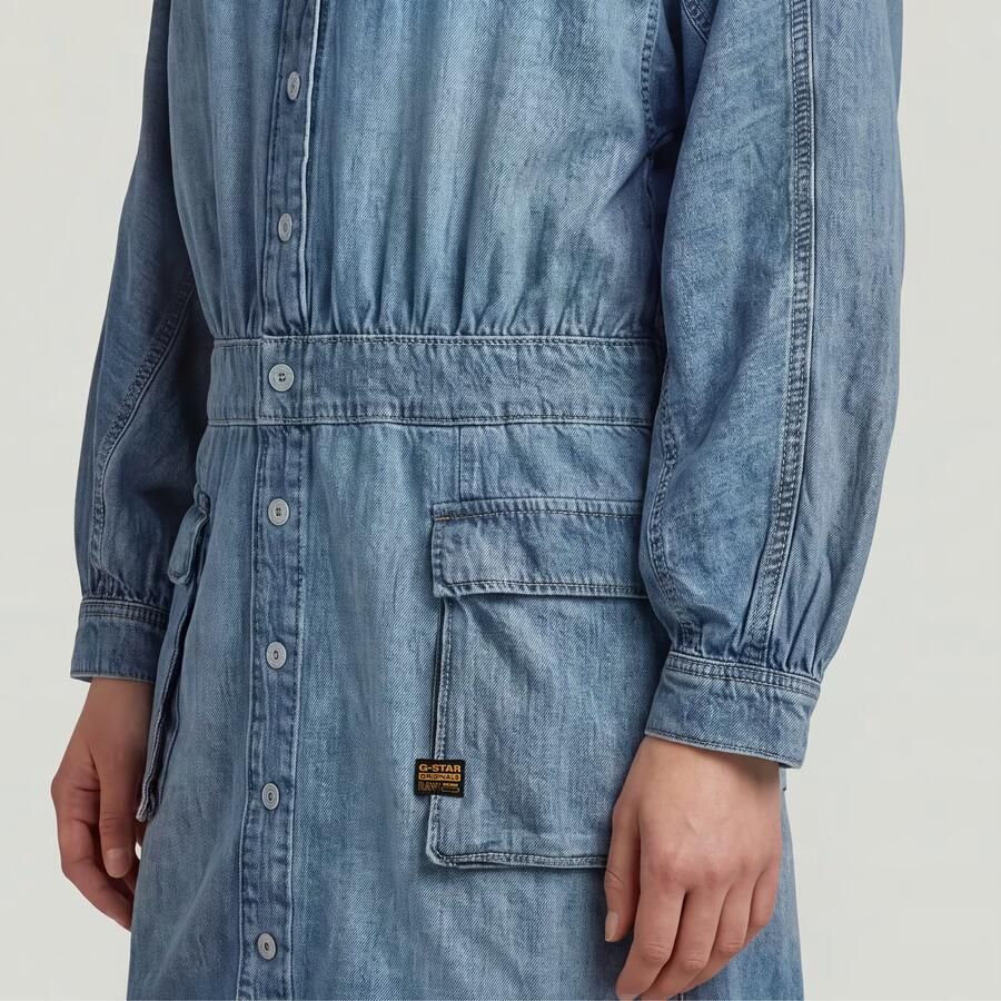 G-Star RAW Macro Balloon Jurk Midden blauw Dames - Foto 3