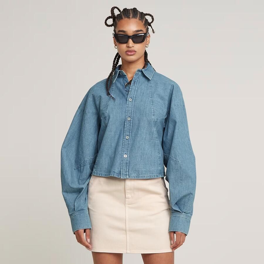 G-Star Macro Balloon Shirt Lange Mouw Blue Dames