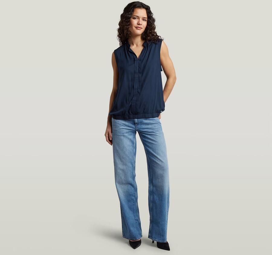 G-Star RAW Mandarin Collar Sleeveless Top Donkerblauw Dames - Foto 5
