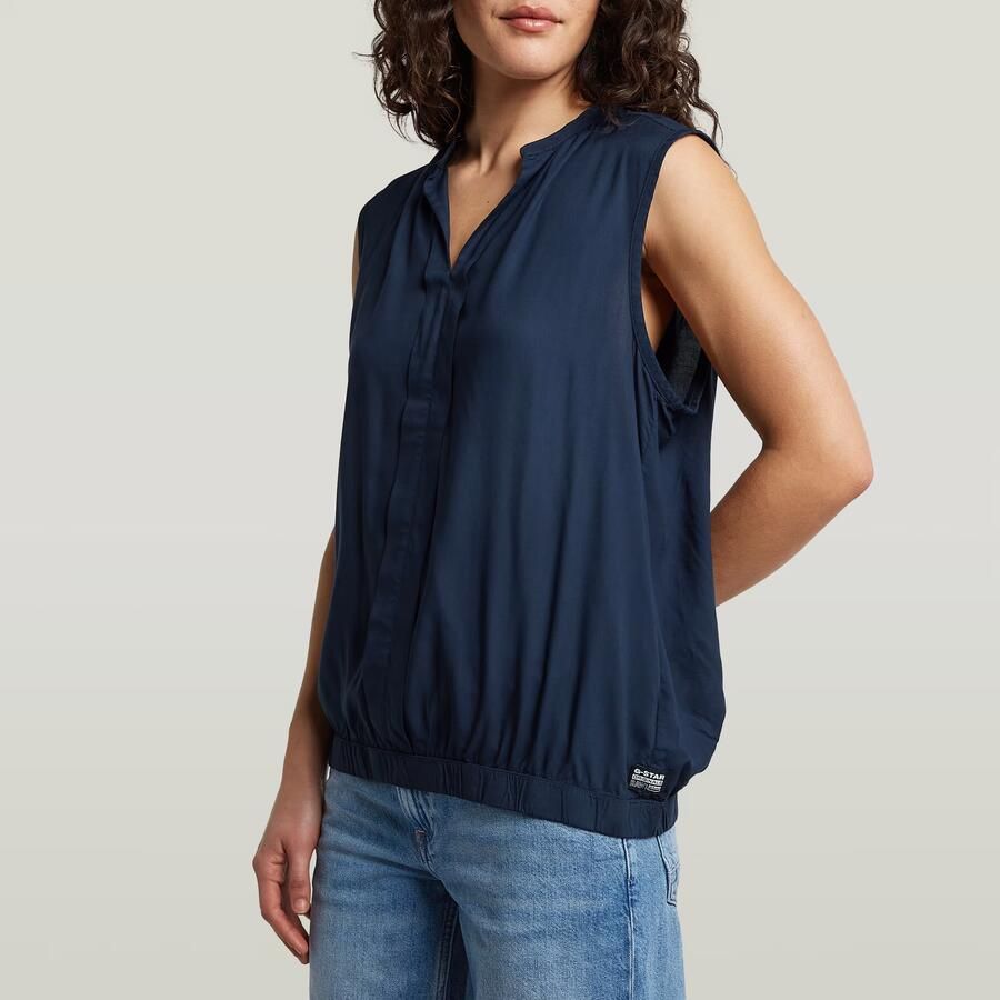 G-Star RAW Mandarin Collar Sleeveless Top Donkerblauw Dames - Foto 2