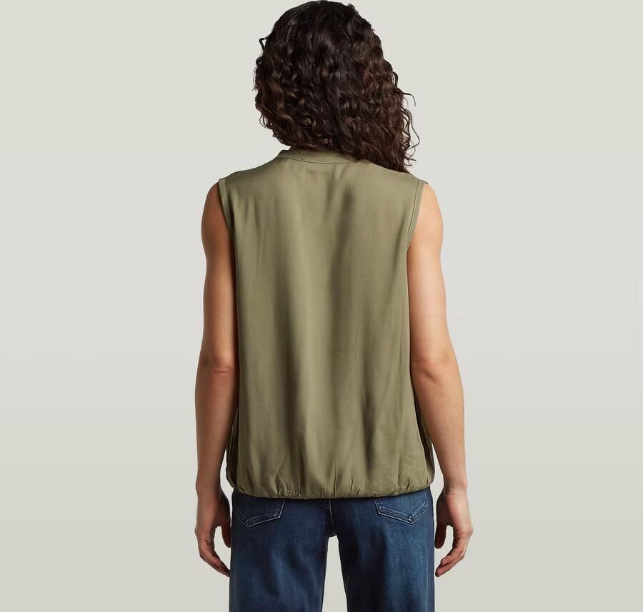 G-Star RAW Mandarin Collar Sleeveless Top Groen Dames - Foto 4