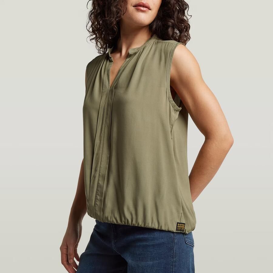 G-Star RAW Mandarin Collar Sleeveless Top Groen Dames - Foto 2