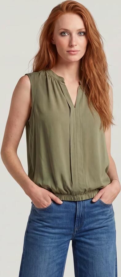 G-Star RAW Mandarin Collar Sleeveless Top Groen Dames - Foto 5