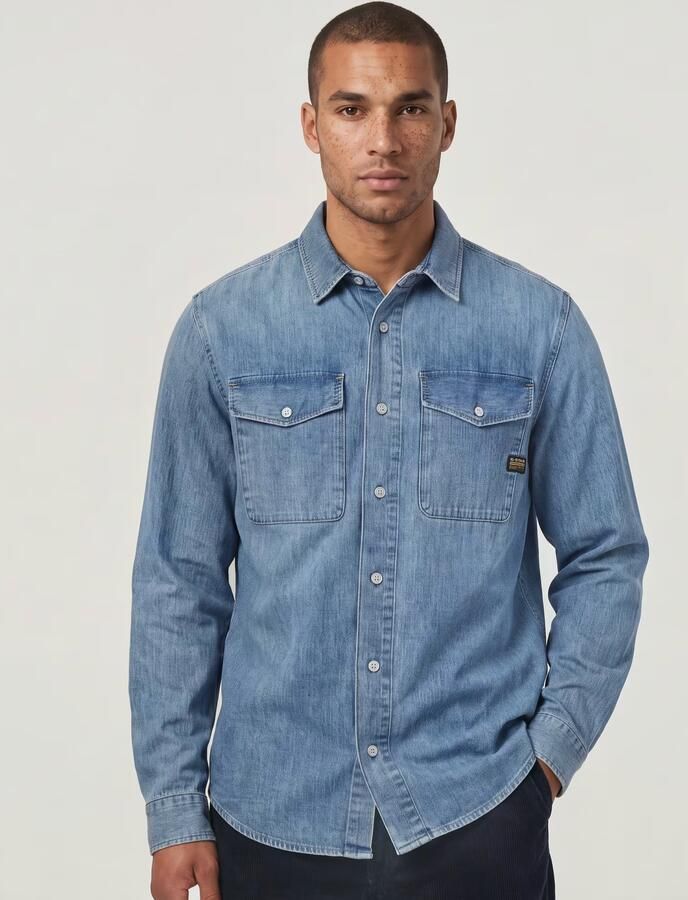 G-Star Raw Slim fit vrijetijdsoverhemd van puur katoen model 'Marine' - Foto 4