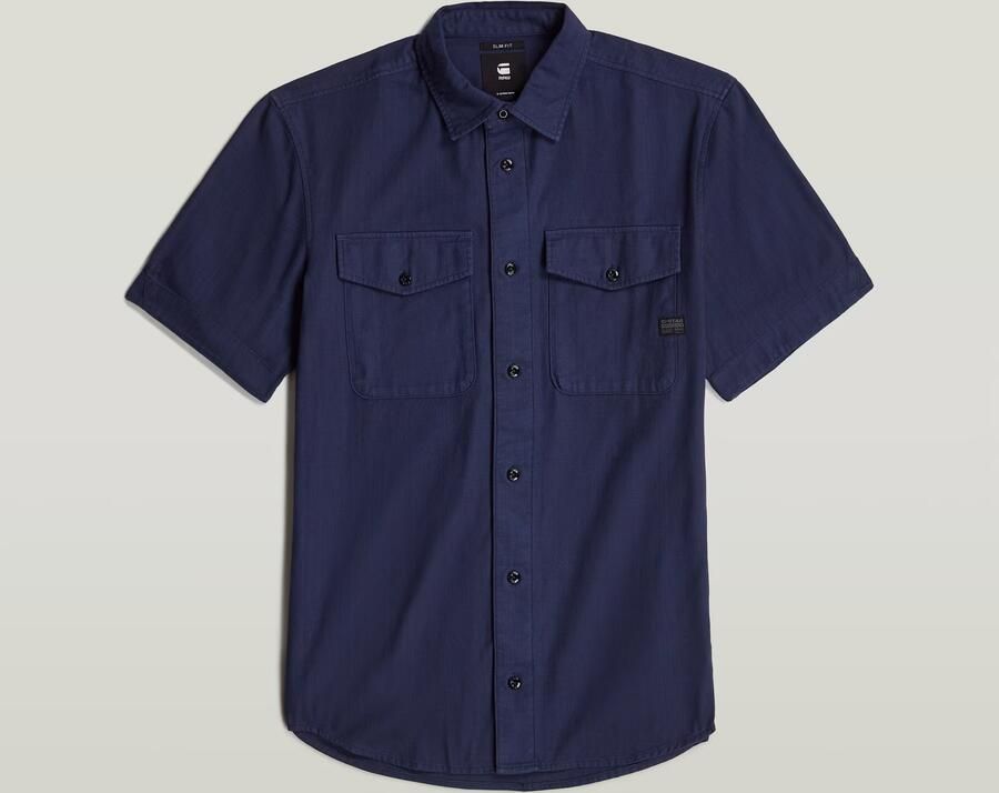 G-Star RAW Overhemd met korte mouwen Marine Slim Shirt met opgestikte zakken - Foto 8