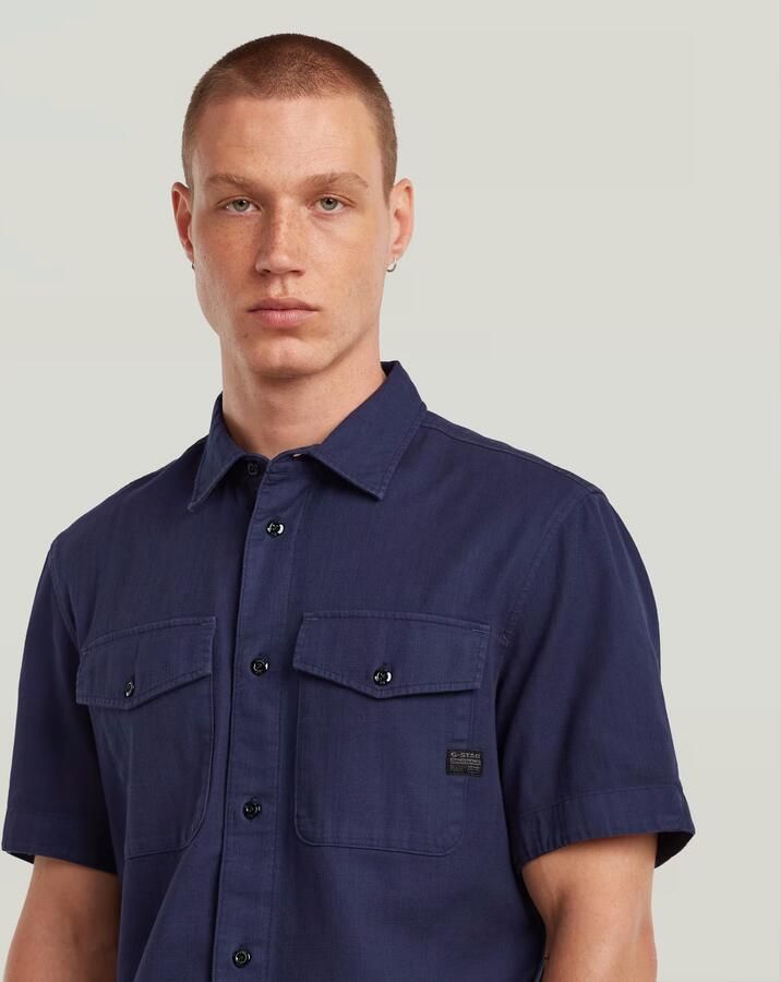 G-Star RAW Overhemd met korte mouwen Marine Slim Shirt met opgestikte zakken - Foto 7