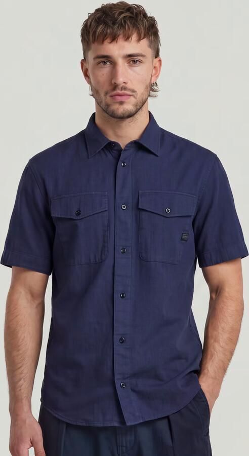 G-Star RAW Overhemd met korte mouwen Marine Slim Shirt met opgestikte zakken - Foto 9