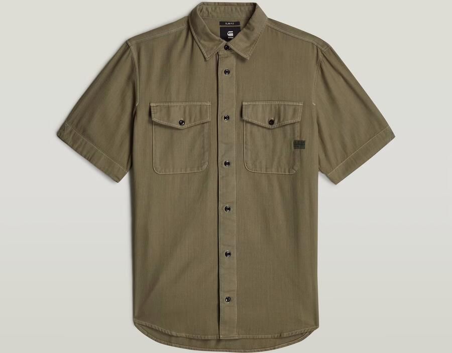 G-Star RAW slim fit denim overhemd Marine donkergroen - Foto 6