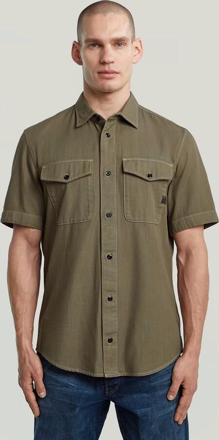 G-Star RAW slim fit denim overhemd Marine donkergroen - Foto 3