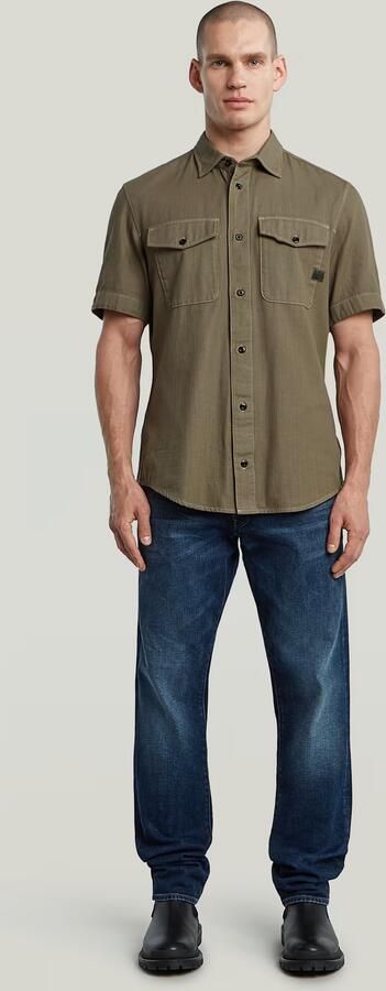 G-Star RAW slim fit denim overhemd Marine donkergroen - Foto 5