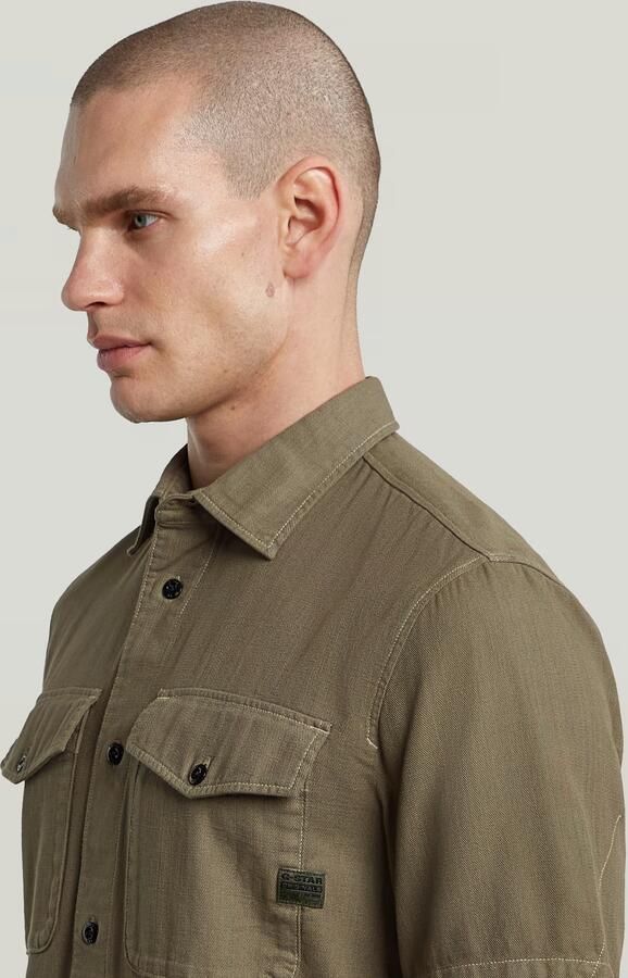 G-Star RAW slim fit denim overhemd Marine donkergroen - Foto 2