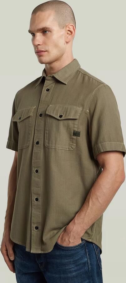 G-Star RAW slim fit denim overhemd Marine donkergroen - Foto 4